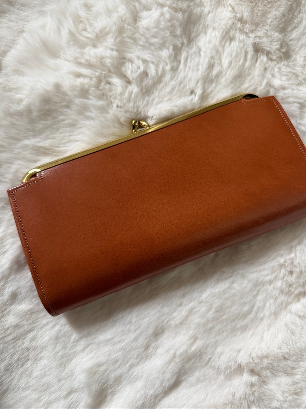 Vintage Princess Gardner Saddle Cowhide Leather Kiss Lock Clutch Wallet NOS New - Picture 3 of 10